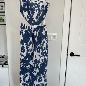 Blue & White Floral Maxi Dress - Women